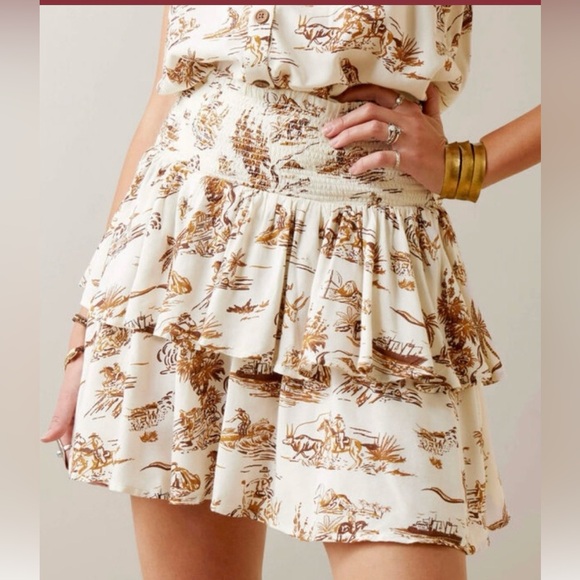 Ariat Dresses & Skirts - Ariat Western Aloha Cowgirl Tiered Mini Skirt Size Large